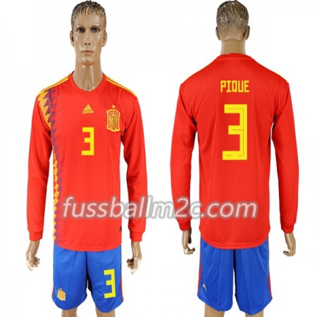 Fußballtrikots Spanien Pique 3 Heim Trikotsatz WM 2018 Langarm